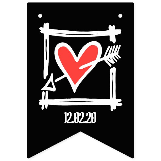 Persoonlijke liefdeshartbruiloft vlaggetjes (Eerste vlag)