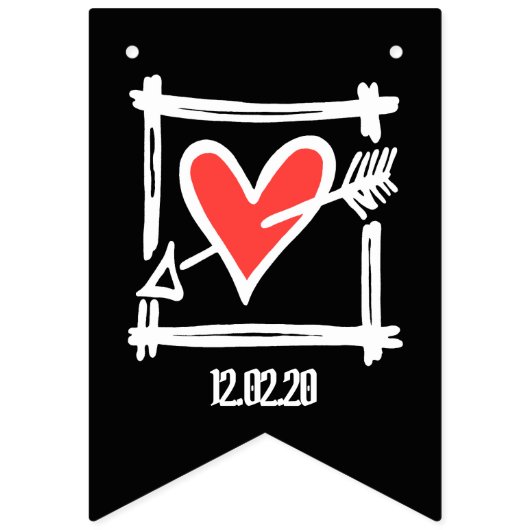 Persoonlijke liefdeshartbruiloft vlaggetjes (Derde vlag)