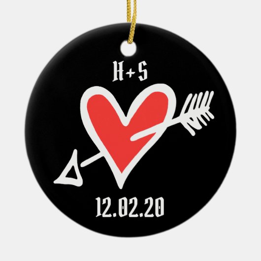 Persoonlijke liefdeshartsdecoratie keramisch ornament (Voorkant)