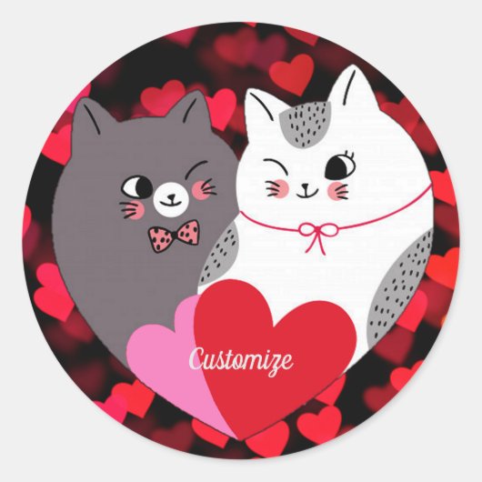 Persoonlijke liefdeskatten ronde sticker (Voorkant)