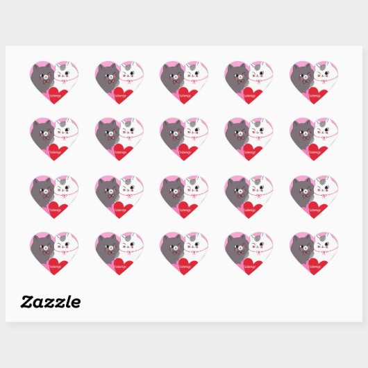 Persoonlijke liefdeskatten Roze Hart Sticker (Vel)