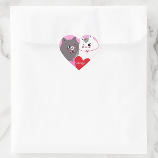 Persoonlijke liefdeskatten Roze Hart Sticker (Tas)
