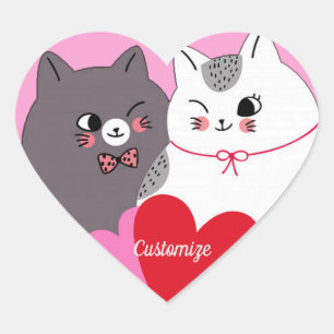 Persoonlijke liefdeskatten Roze Hart Sticker
