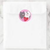 Persoonlijke liefdeskatten Roze Ronde Sticker (Tas)