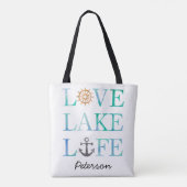 Persoonlijke liefdesLake Life Nautical Waterverf Tote Bag (Achterkant)