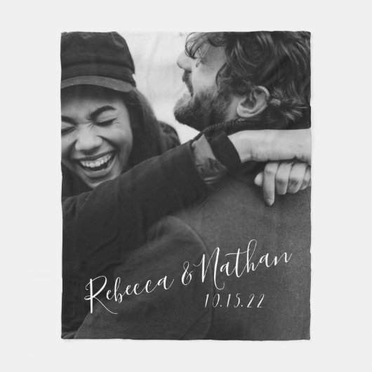 Persoonlijke liefdespaar foto-weduwnaar datum fleece deken (Voorkant)