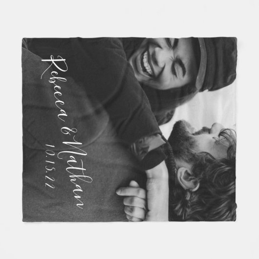 Persoonlijke liefdespaar foto-weduwnaar datum fleece deken (Voorkant (Horizontaal))