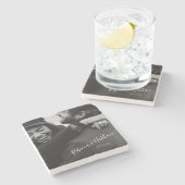 Persoonlijke liefdespaar foto-weduwnaar datum stenen onderzetter (Zijkant)