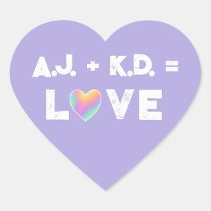 Persoonlijke liefdespasta's Regenbooghartlabels Hart Sticker
