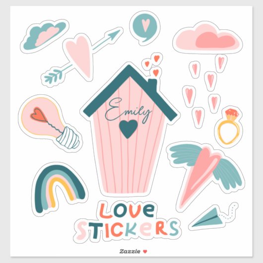 Persoonlijke liefdesschattige aangepaste vinylStic Sticker (Vel)