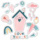 Persoonlijke liefdesschattige aangepaste vinylStic Sticker (Voorkant)