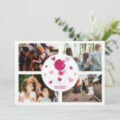 Persoonlijke liefdesvogel 4 Foto Collage Valentijn Feestdagenkaart (Staand voorkant)