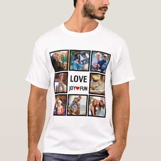Persoonlijke liefdesvreugde Eenvoudige foto-collag T-shirt (Voorkant)