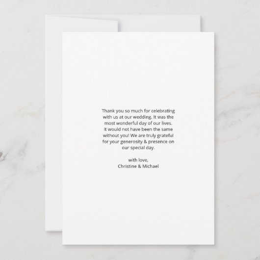 Persoonlijke liefdevolle bruiloft - Hartelijk dank Bedankkaart (Achterkant)