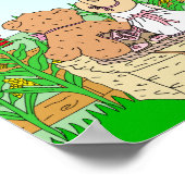 Persoonlijke Lieve Cowgirl en Teddybeer op Ranch Poster (Hoek)