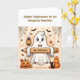 Persoonlijke Lieve Halloween Geest Docent Groet Kaart