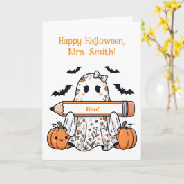 Persoonlijke Lieve Halloween Geest Docent Groet Kaart