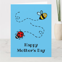 Persoonlijke lieveheersbeestje + hommel Moederdag  Kaart
