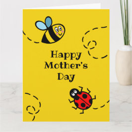 Persoonlijke lieveheersbeestje + hommel Moederdag  Kaart