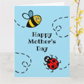 Persoonlijke lieveheersbeestje + hommel Moederdag  Kaart (Gele Bloem)