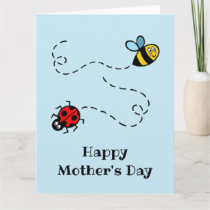 Persoonlijke lieveheersbeestje + hommel Moederdag Kaart