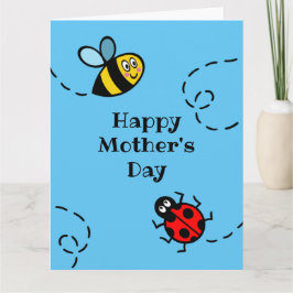 Persoonlijke lieveheersbeestje + hommel Moederdag  Kaart