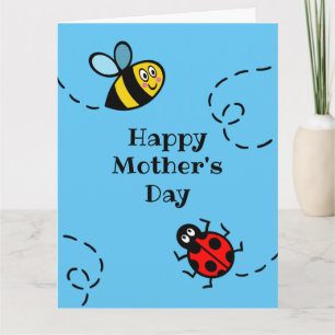 Persoonlijke lieveheersbeestje + hommel Moederdag  Kaart