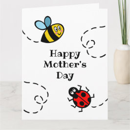 Persoonlijke lieveheersbeestje + hommel Moederdag  Kaart