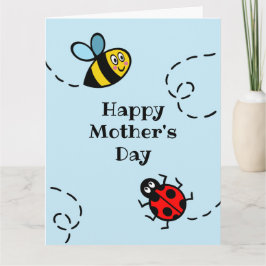Persoonlijke lieveheersbeestje + hommel Moederdag  Kaart