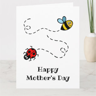 Persoonlijke lieveheersbeestje + hommel Moederdag Kaart