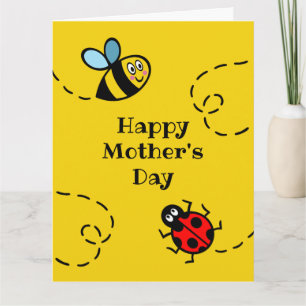 Persoonlijke lieveheersbeestje + hommel Moederdag  Kaart