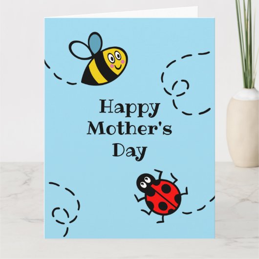 Persoonlijke Lieveheersbeestje + Hommeltje Moederd Kaart (Voorkant)