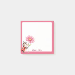 Persoonlijke Lieveheersbeestje Roze Bloem Plaknoti Post-it® Notes