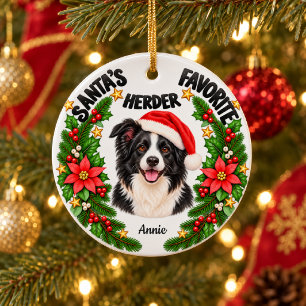 Persoonlijke lievelings Border Collie van de Kerst Keramisch Ornament