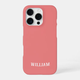 Persoonlijke LightCoral iPhone Hoes met Eigen Naam 16 Pro Hoesje