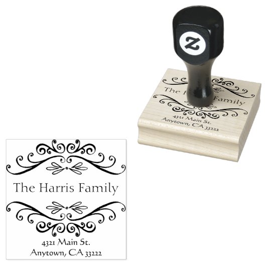 Persoonlijke lijst met fancy krullen rubberstempel (Gestempeld)