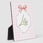 Persoonlijke Lilly Meisjes Babykamer Boog&Gingham Fotoplaat (Zijkant)