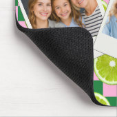 Persoonlijke Lime Gingham Citrus Aangepaste Naam Muismat (Hoek)