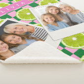Persoonlijke Lime Gingham Citrus Aangepaste Naam Sherpa Deken (3/4)