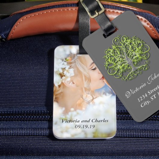 Persoonlijke Lime Swirl Boom Wortels van Liefde Tr Bagagelabel