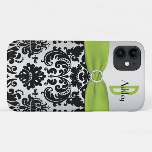Persoonlijke Limoen, zwart, zilveren Damask Case-Mate iPhone Case (Achterkant (horizontaal))