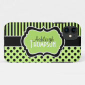 Persoonlijke Limoen, zwarte, witte striped pooldot Case-Mate iPhone Case (Achterkant (horizontaal))