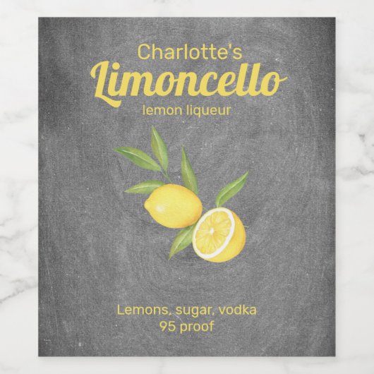 Persoonlijke limoncello Lemon Liqueur Wijn Etiket (Enkel label)