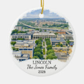 Persoonlijke Lincoln-versiering, Op maat Nebraska Keramisch Ornament (Voorkant)