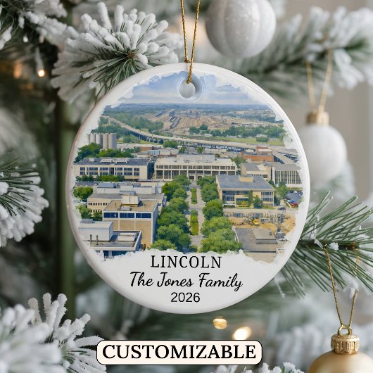 Persoonlijke Lincoln-versiering, Op maat Nebraska Keramisch Ornament