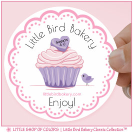 Persoonlijke Little Bird Bakery Cupcake Ronde Sticker