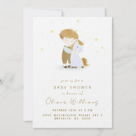 Persoonlijke 'Little Boy a Pony' babyborrel voor j Kaart
