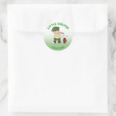 Persoonlijke Little Golfer Klassieke Ronde Sticker (Tas)