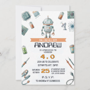 Persoonlijke Little Robot Verjaardagsfeest Uitnodi Kaart