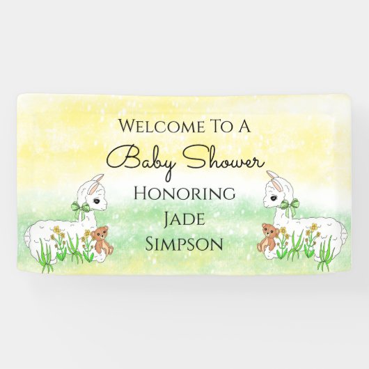 Persoonlijke Llama Thema Baby Shower  Spandoek (Horizontaal)